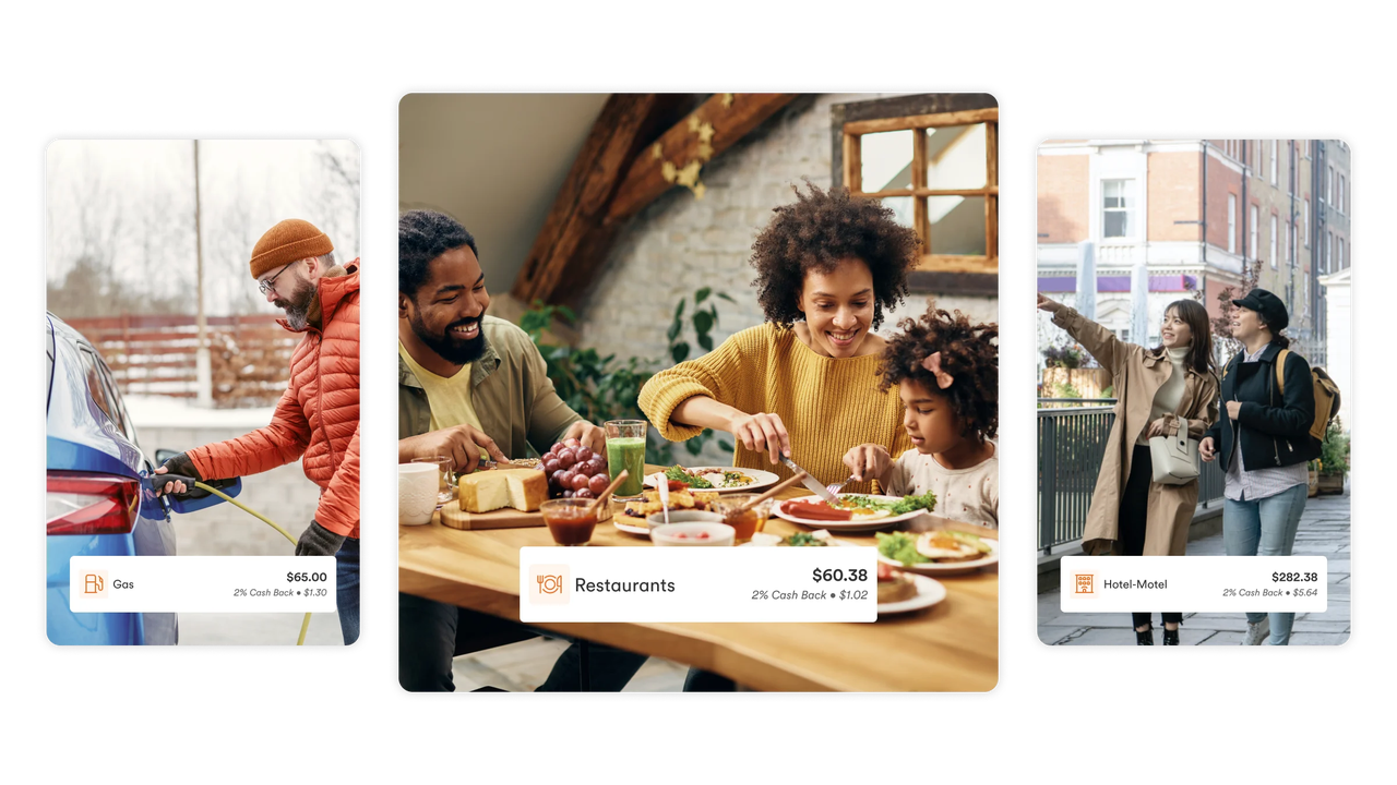 Mobile app showing customizable cash back categories